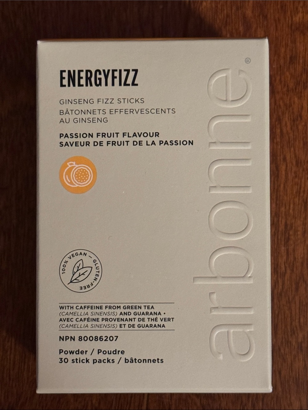 Arbonne ENERGYFIZZ Passion Fruit White Box